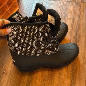 Sperrys Black & White Patterned Winter Snow Boots